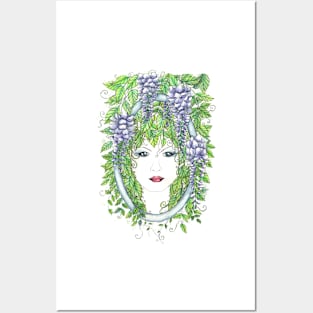 Purple Wisteria Green Woman Posters and Art